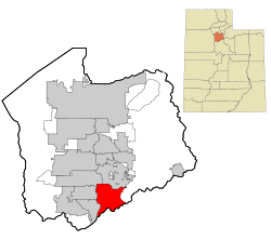 Salt Lake County Utah incorporated and unincorporated areas Draper highlighted